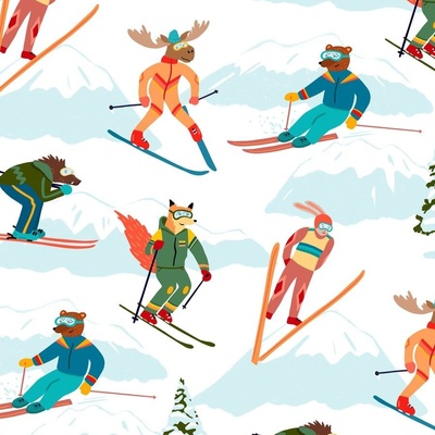Kids Ski Fabric, Wallpaper and Home Decor | Spoonflower