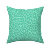 396 - Small scale  watercolour monochromatic mint green hand painted fish and bubbles, for summer house duvet covers, sheets sets, wallpaper, table cloths, table runners, pillows, throws and kids apparel 