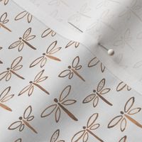 395 - Small  scale warm neutral brown watercolor lakeside life dragonflies in stripe formation, for kids apparel and pajamas, nursery wallpaper, summer house curtains, beach house decor.