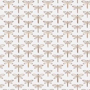 395 - Small  scale warm neutral brown watercolor lakeside life dragonflies in stripe formation, for kids apparel and pajamas, nursery wallpaper, summer house curtains, beach house decor.