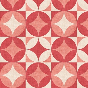 Mid Mod Geometric - textured crimson red and pink 
