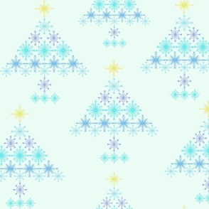 Snowflake Christmas Trees- green background