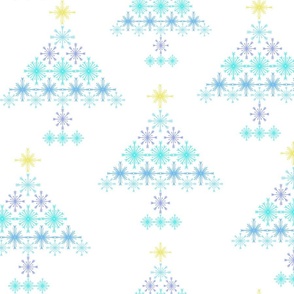 Snowflake Christmas Trees-white background