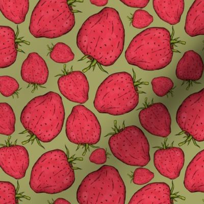 6" Hot Pink Strawberry Fruits Tossed Pattern