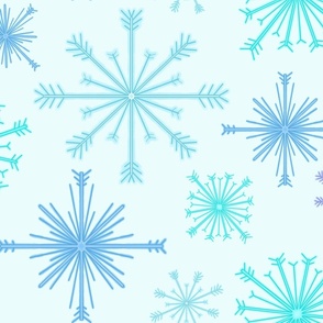 Large Colourful Snowflakes blue background