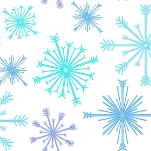 Large Colourful Snowflakes - white background