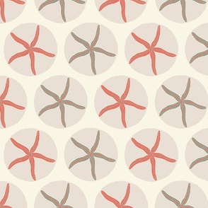 Coastal Chic Starfish on Dots - Ivory Background - Medium Scale 