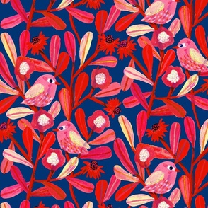jumbo A Little Bird once said - deep blue red pink monotones