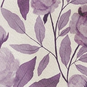 French Country Rose//lavender Mauve//large scale//Wallpaper//Home decor//fabric