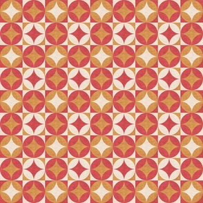 Mid Mod Geometric - crimson red and gold - small 