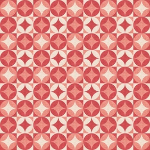 Mid Mod Geometric - textured crimson red and pink - small 