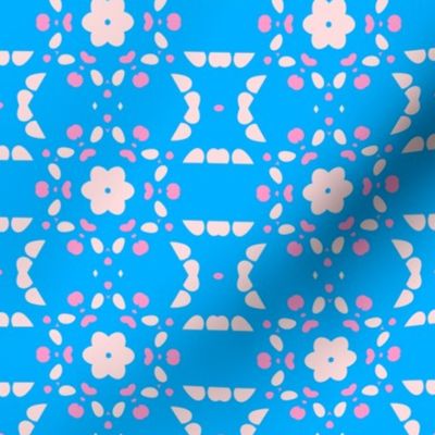 Romantic floral blue flower blossom art design fabric pattern