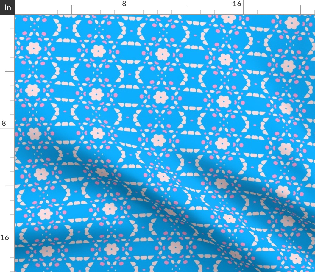 Romantic floral blue flower blossom art design fabric pattern
