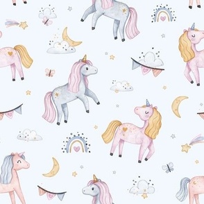 Enchanted Unicorns - SMALL - blue