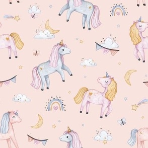 Enchanted Unicorns - SMALL - peach