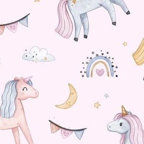 Enchanted Unicorns - LARGE - pink