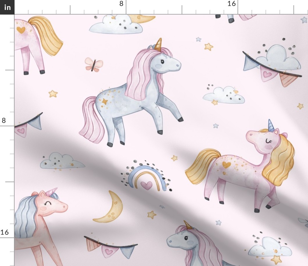Enchanted Unicorns - Wallpaper - pink