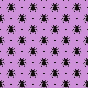 Bigger Scale Creepy Crawly Spiders Halloween Black on Lavender