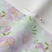4" Lilac Roses in Light Minty Green