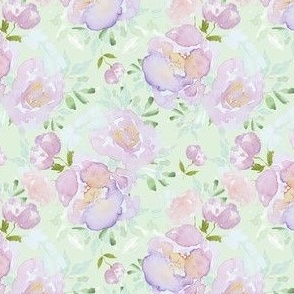 4" Lilac Roses in Light Minty Green