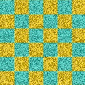 80s green and yellow squiggle checkerboard /  medium