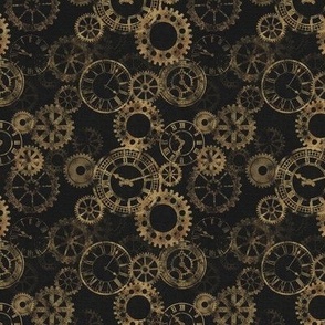 Steampunk clocks and gears gold small