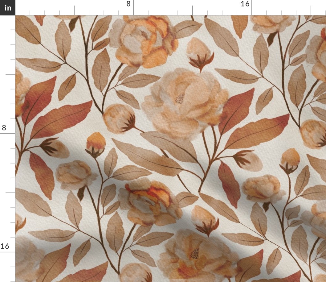 French Country Rose//copper and gold//large scale//wallpaper//home decor//fabric