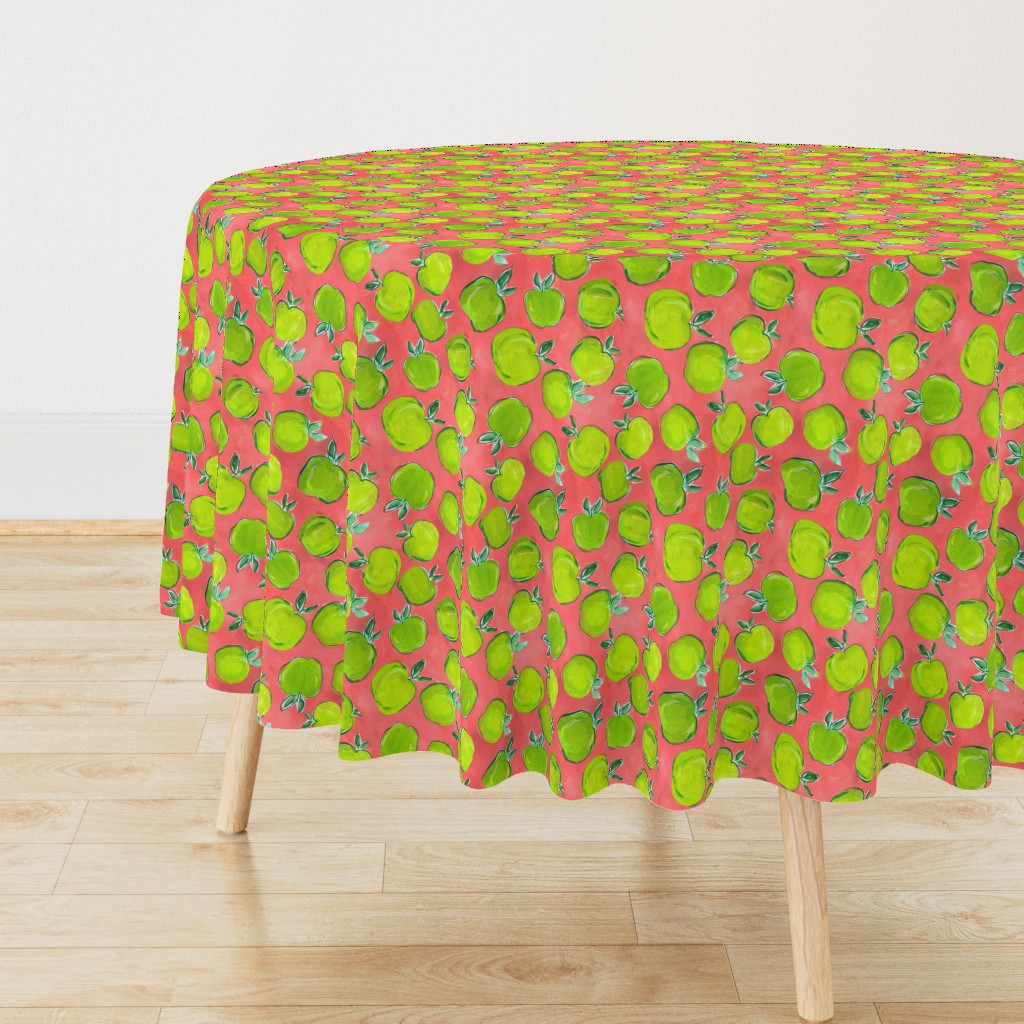 Painterly Green Apples // Coral 