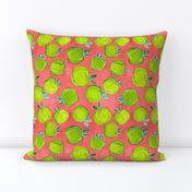 Painterly Green Apples // Coral 