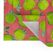 Painterly Green Apples // Coral 