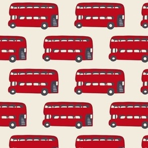 Red Double Decker Bus on cream