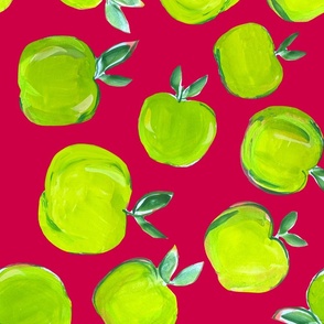Painterly Green Apples // Viva Magenta 