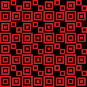 CCFN1 - Adventurous  Checked Checks in Red and Black - 2 inch repeat on fabric - 2 inch repeat on wallpaper