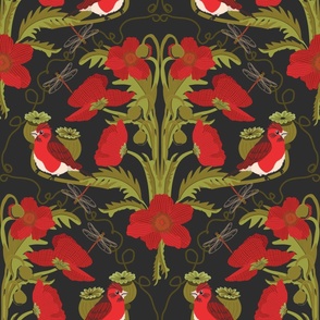 The Finch with Poppies-Woodland Palette