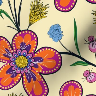 Whimsy Trailing Floral Daisy Flowers Large