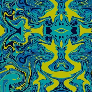 Psychedelic waves in blue and green large