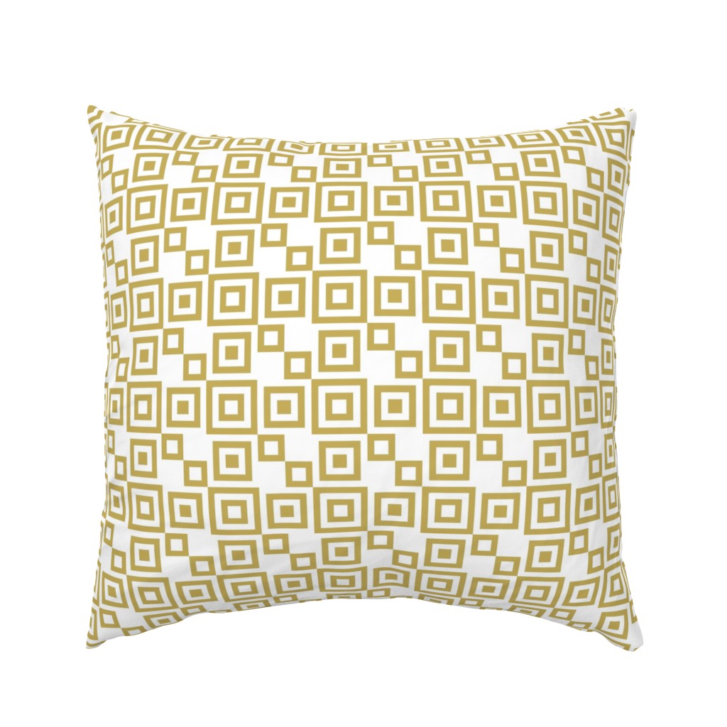 CCFN3  -  Adventurous Hollow Nesting Checks in Gold and White - 4 inch fabric repeat - 3 inch wallpaper repeat