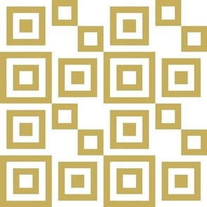 CCFN3  -  Adventurous Hollow Nesting Checks in Gold and White - 4 inch fabric repeat - 3 inch wallpaper repeat