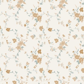 floral motif - turquoise brown