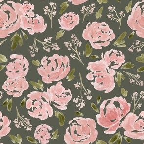 Medium - Sweet Blush Pink Roses - Olive