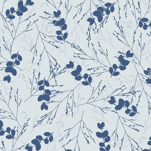 Hand Drawn Native Grasses in Blue