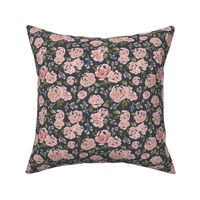 Small - Sweet Blush Roses - Navy