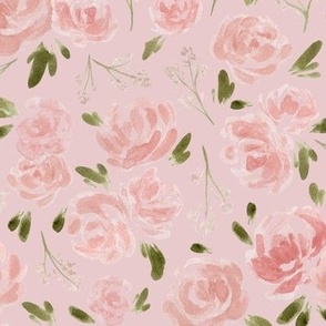 Medium - Sweet Blush Pink Roses - Lilac