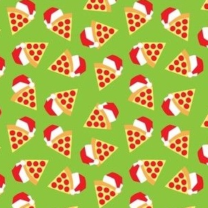 (small scale) Holiday Pizza - Santa hat pizza slice - Christmas - lime green - LAD23