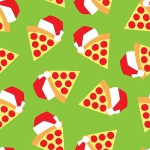 Holiday Pizza - Santa hat pizza slice - Christmas - lime green - LAD23