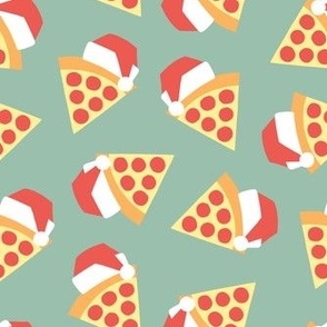 Holiday Pizza - Santa hat pizza slice - Christmas - mint - LAD23