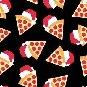 Holiday Pizza - Santa hat pizza slice - Christmas - black - LAD23