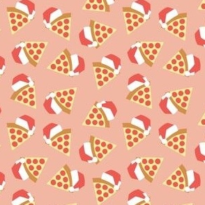 (small scale) Holiday Pizza - Santa hat pizza slice - Christmas - pink - LAD23