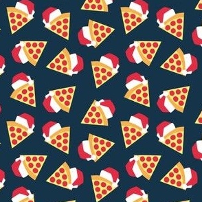 (small scale) Holiday Pizza - Santa hat pizza slice - Christmas - navy - LAD23