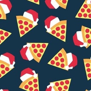 Holiday Pizza - Santa hat pizza slice - Christmas - navy - LAD23